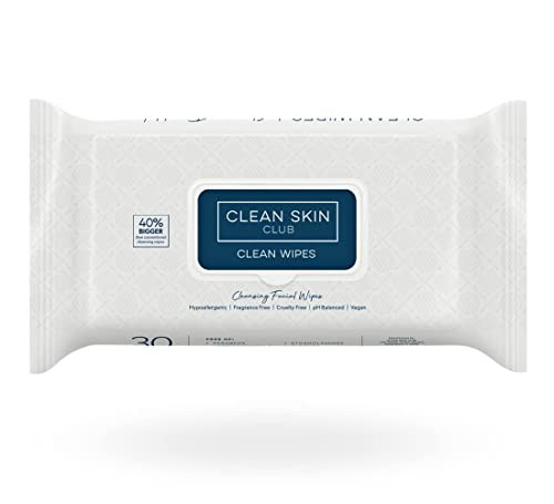 Clean Skin Club XL Premium Face Wipes, 40% Larger Than Normal Wipes, Extra Moist Makeup Removing Towelettes, 30 Count, Facial Cleansing Cloth, Fragrance Free, No Alcohol or Chemicals (Pack of 2) | Amazon (US)
