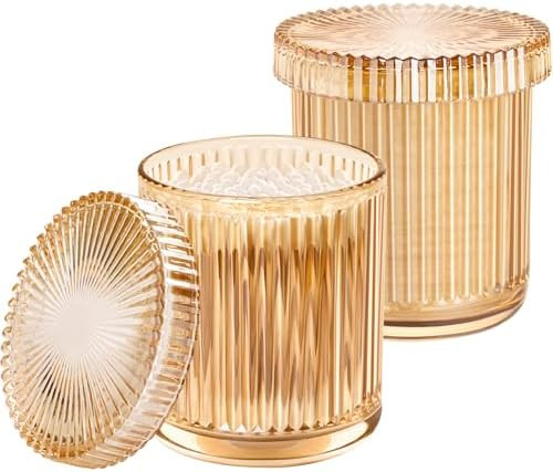 Bathroom Organizers and Storage,2 Pack Glass Qtip Holder Dispenser,Bathroom Essentials Accessorie... | Amazon (US)