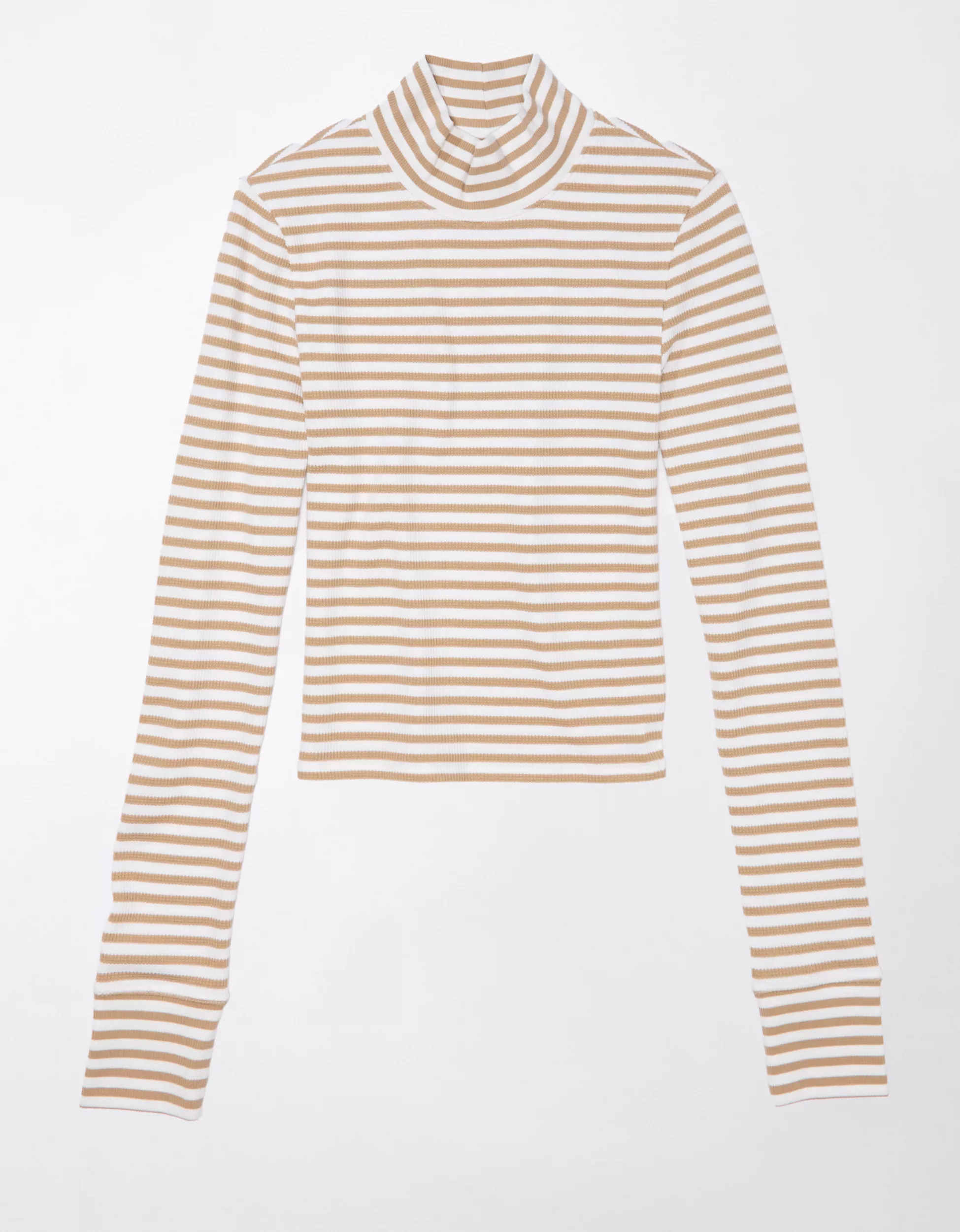 AE Long-Sleeve Cropped Hey Baby Mock Neck Tee | American Eagle Outfitters (US & CA)