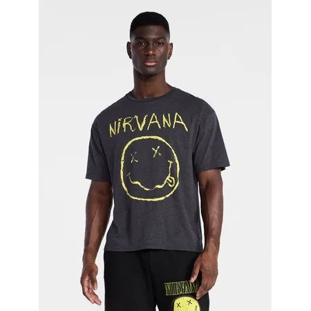 Nirvana Men s and Big Men s Smiley Tour Graphic Tee with Short Sleeves Sizes XS-3XL | Walmart (US)