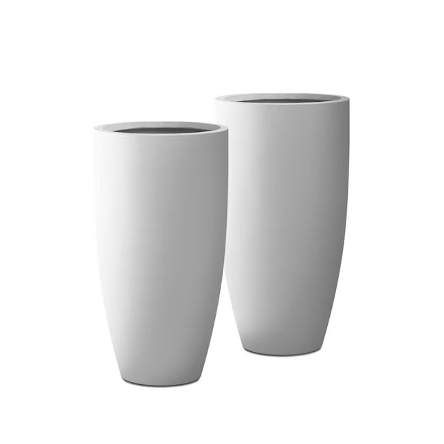 KANTE 2-Pack 13.39-in W x 23.62-in H White Concrete Contemporary/Modern Indoor/Outdoor Planter | Lowe's