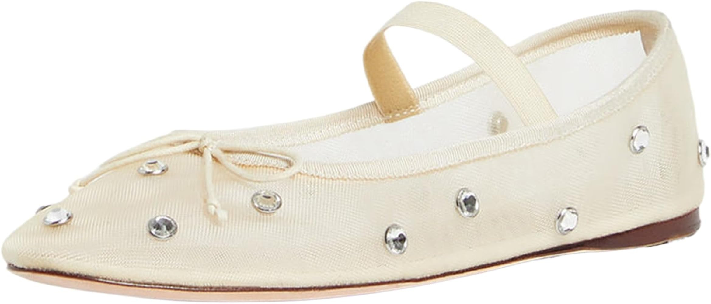 JORISTIMO Crystal Mesh Ballet Flats Stretch Band Snip Toe Ballerinas Flats Mary Jane | Amazon (US)