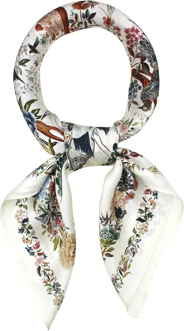 ANDANTINO 100% Pure Mulberry Silk Square Scarf for Hair-27'' Women Men Natural Silk Neckerchief D... | Amazon (US)