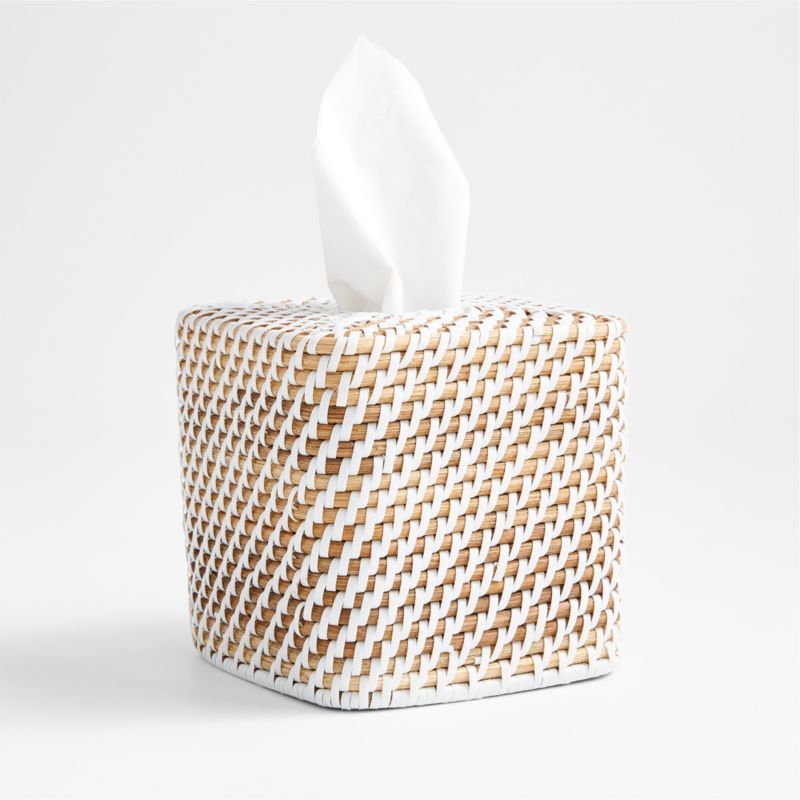 Sedona White Square Tissue Box Cover + Reviews | Crate & Barrel | Crate & Barrel