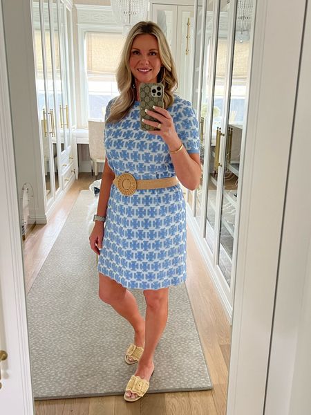 Tory Burch Summer Dress on sale! This is one of my favorite dresses. I love to wear it with this rattan belt or by itself for a more casual look. 
The rattan sandals are on sale too!

#LTKStyleTip #LTKShoeCrush #LTKSaleAlert