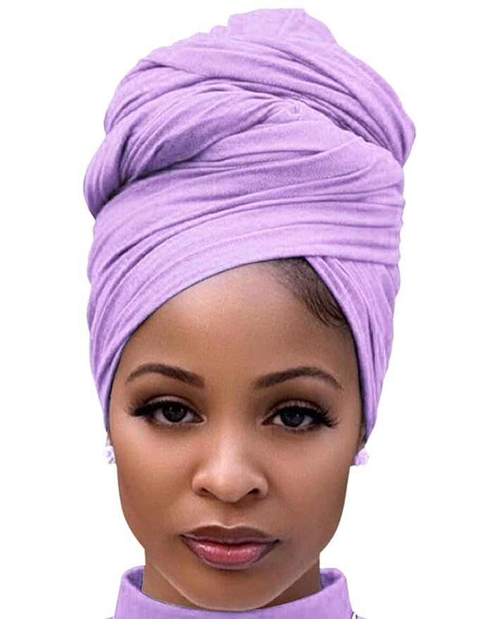 Harewom Hair Scarf for Women with Locs Braid Long Fashion Solid Color Boho Cotton African Head Wr... | Amazon (US)