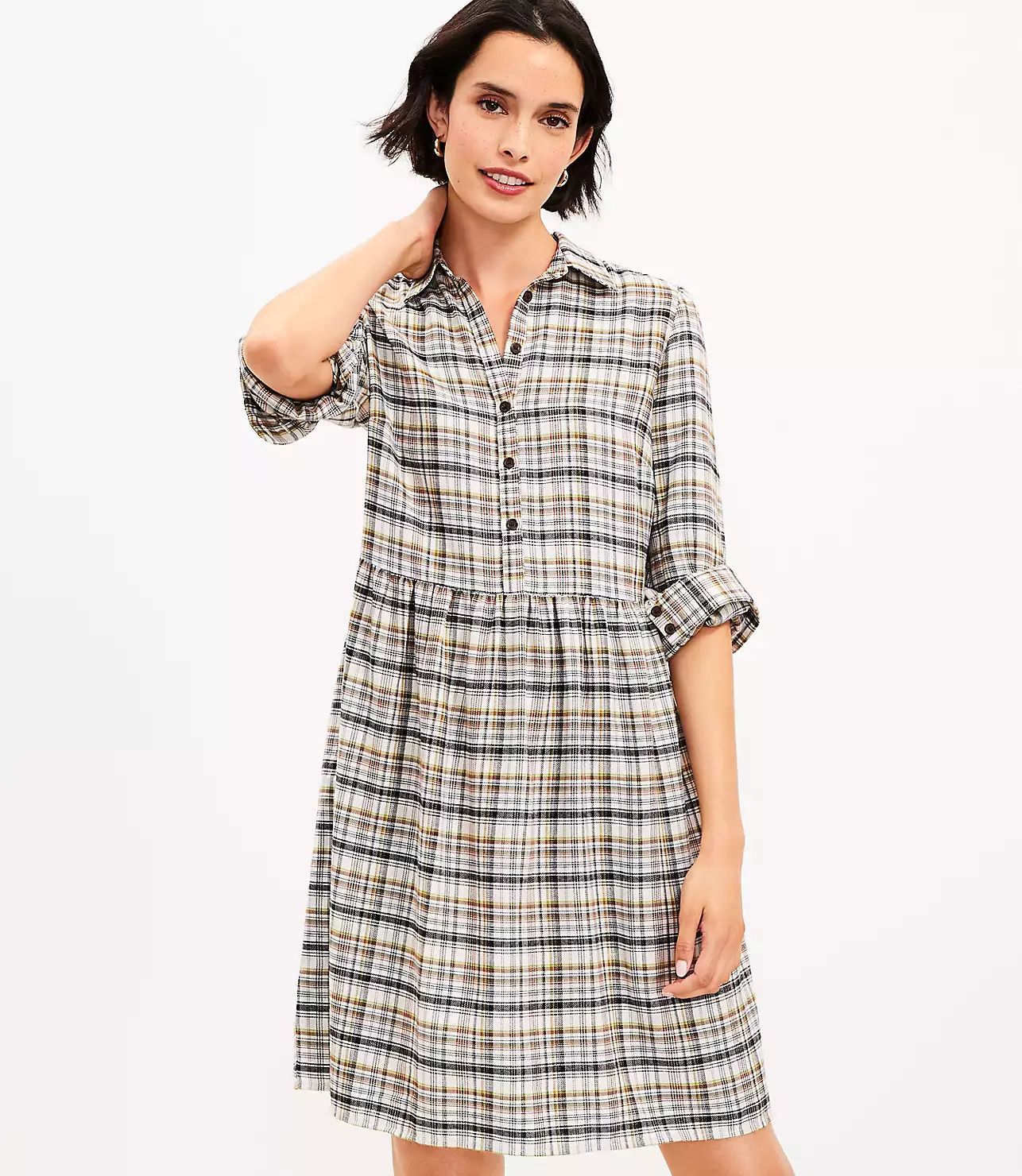 Plaid Swing Shirtdress | LOFT