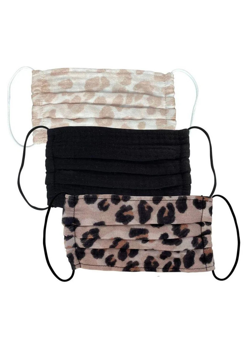 Cotton Mask Set Of Three - Leopard | Alice & Wonder
