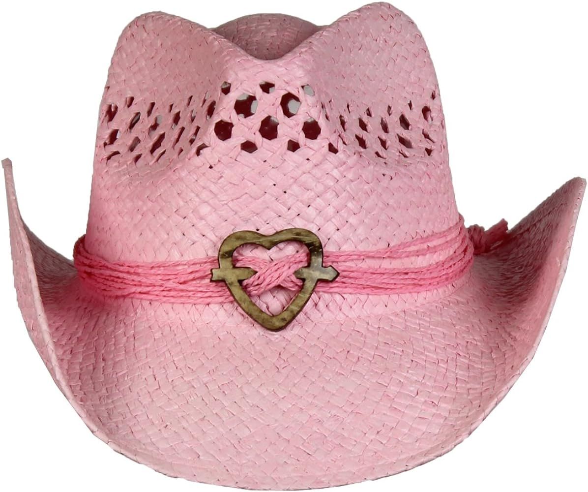 Saddleback Hats Vented Straw Cowboy Hat w/Wood Heart Band –Shapeable Cowgirl Western | Amazon (US)