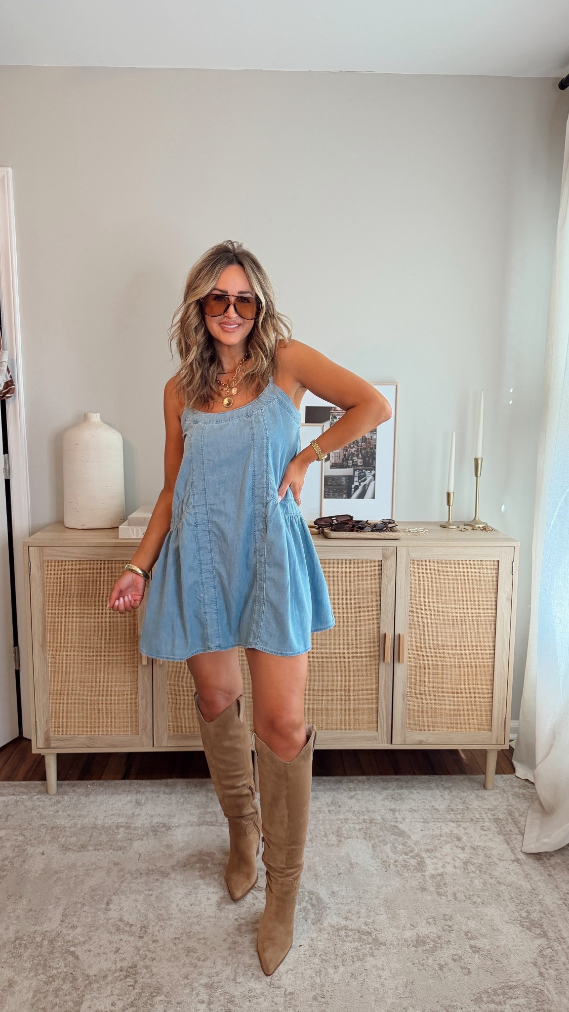the denim baby doll dress is so soft and comfy! it’s lightweight and flowy— perfect for spring, summer, & would be so cute for concerts! i’m in a size S @abercrombie   for anything that’s vici use LEANN340 for $$ off! denim dress, spring outfit 

#LTKootd