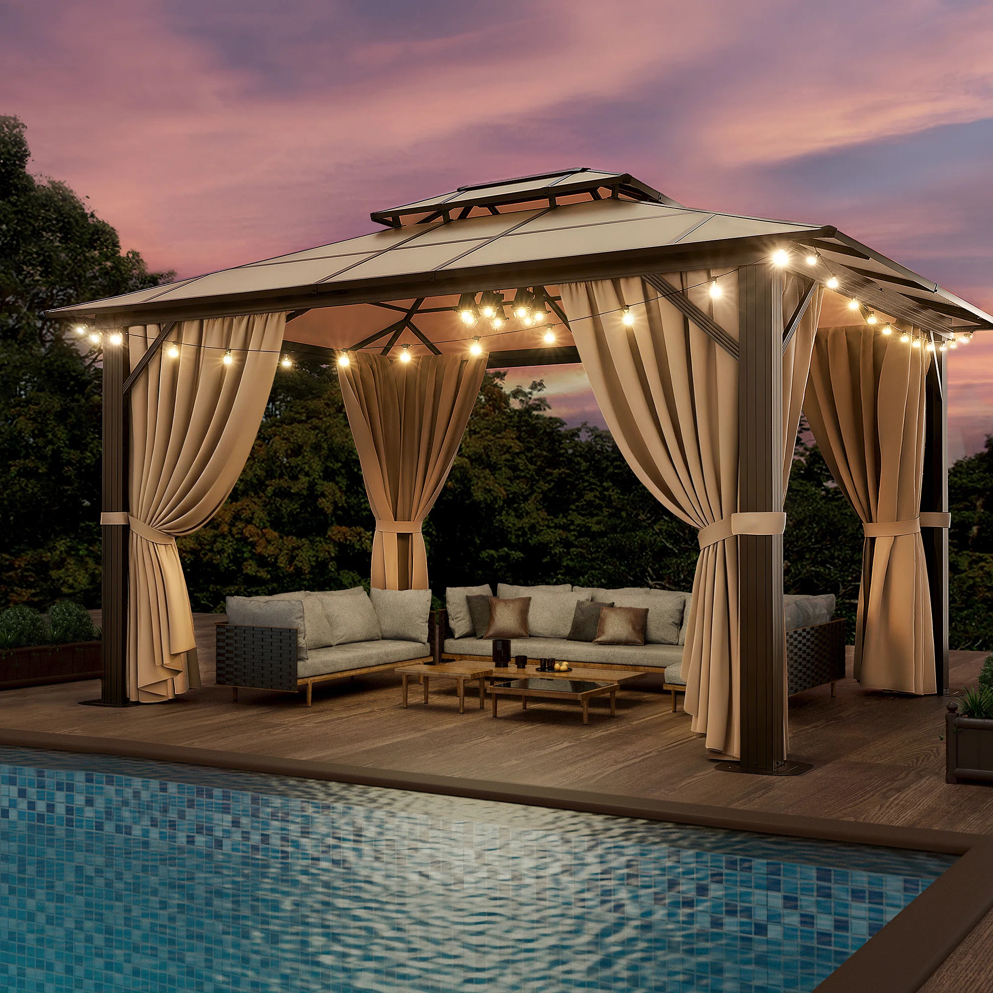 12 Ft. W x 10 Ft. D Aluminum Patio Hardtop Gazebo | Wayfair North America
