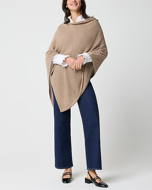 Cotton-blend triangle sweater poncho | J.Crew Factory