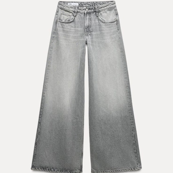 NWOT ZARA Gray Denim Elephant Leg Jeans Size 0 100% Cotton 32” Inseam | Poshmark