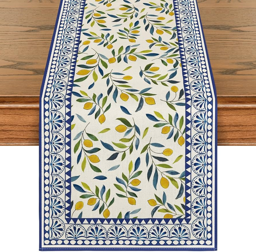 Artoid Mode Lemon Leaves 210 GSM Summer Table Runner, Seasonal Spring Kitchen Dining Table Decora... | Amazon (US)