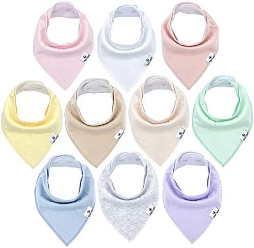 Diaper Squad 100% Organic Cotton Pastel 10-Pack Baby Drool Bandana Bibs Solid Colors for Boys and... | Amazon (US)