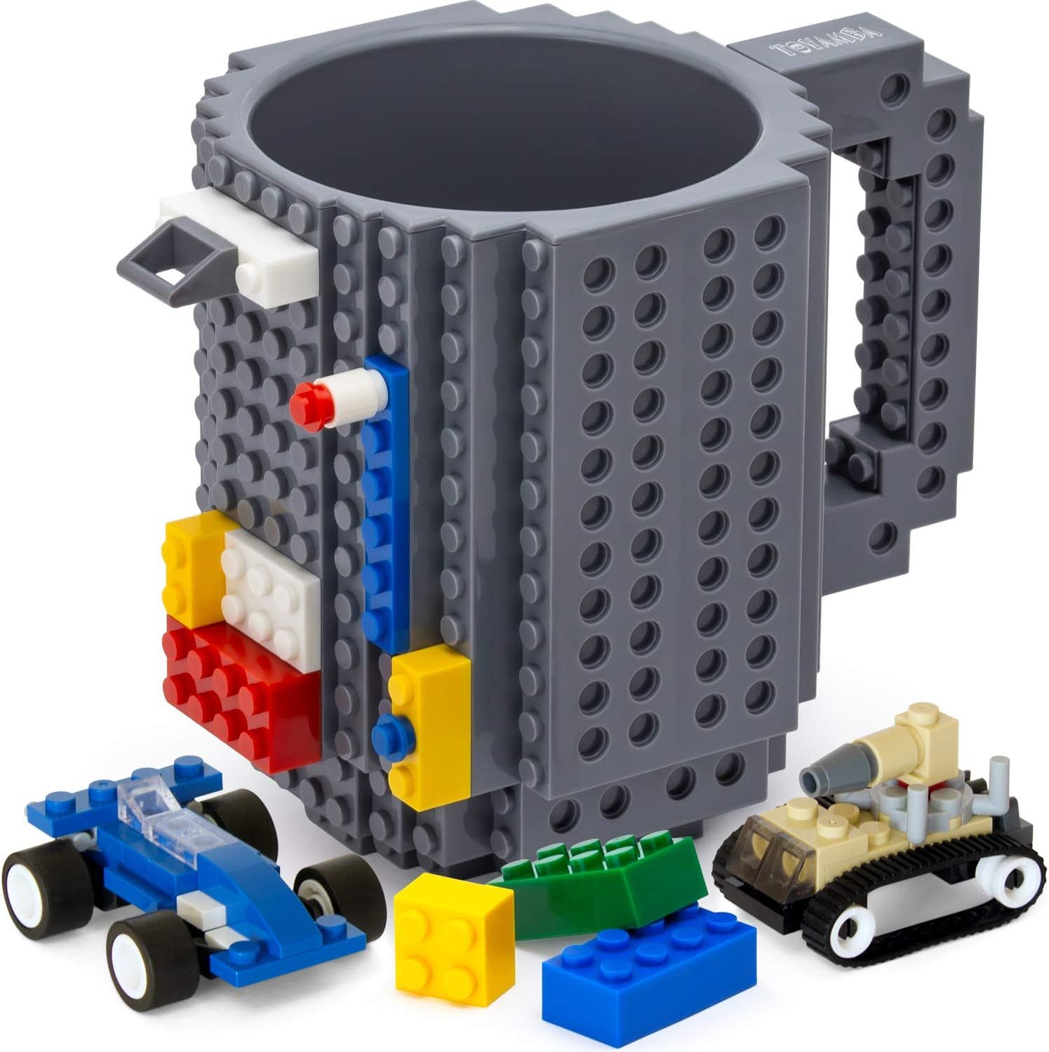 TOYAMBA Build-on Brick Mug BPA-Free Funny Coffee Mug with 3 Packs of Building Bricks, Funny Cups ... | Amazon (US)