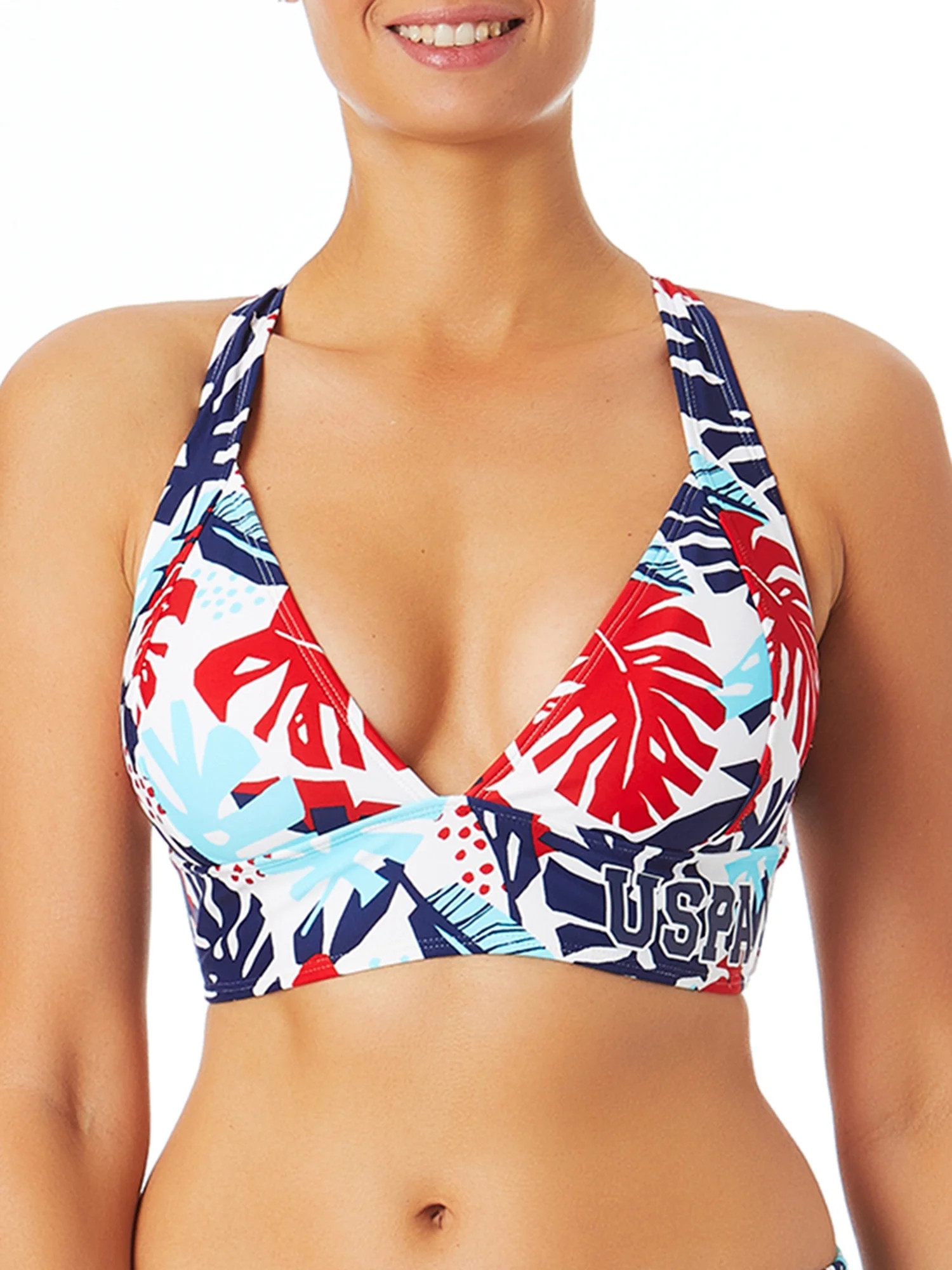 U.S. Polo Assn. Women's Halter Timeless Banded Triangle Top Swimsuit - Walmart.com | Walmart (US)