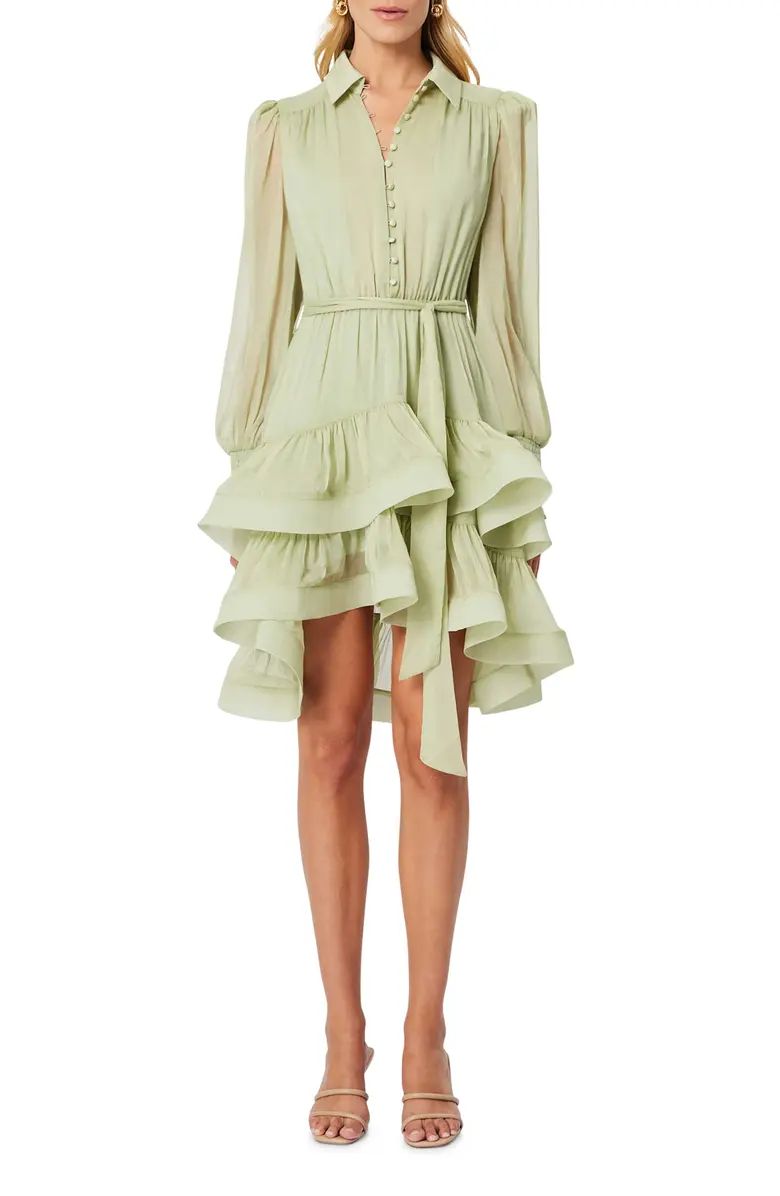 Poppy Long Sleeve Tiered Ruffle Shirtdress | Nordstrom