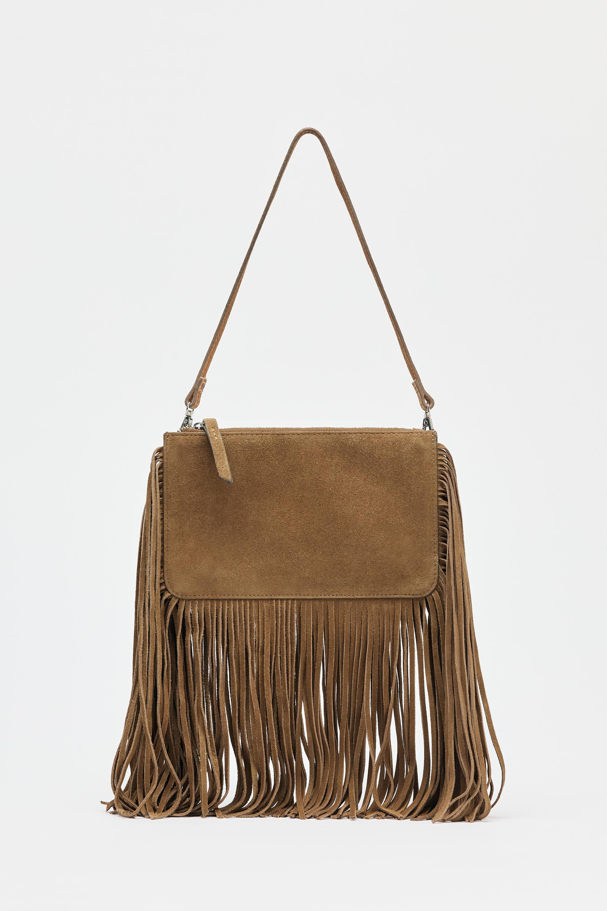 FRINGED SPLIT SUEDE MINI CROSSBODY BAG | Zara UK
