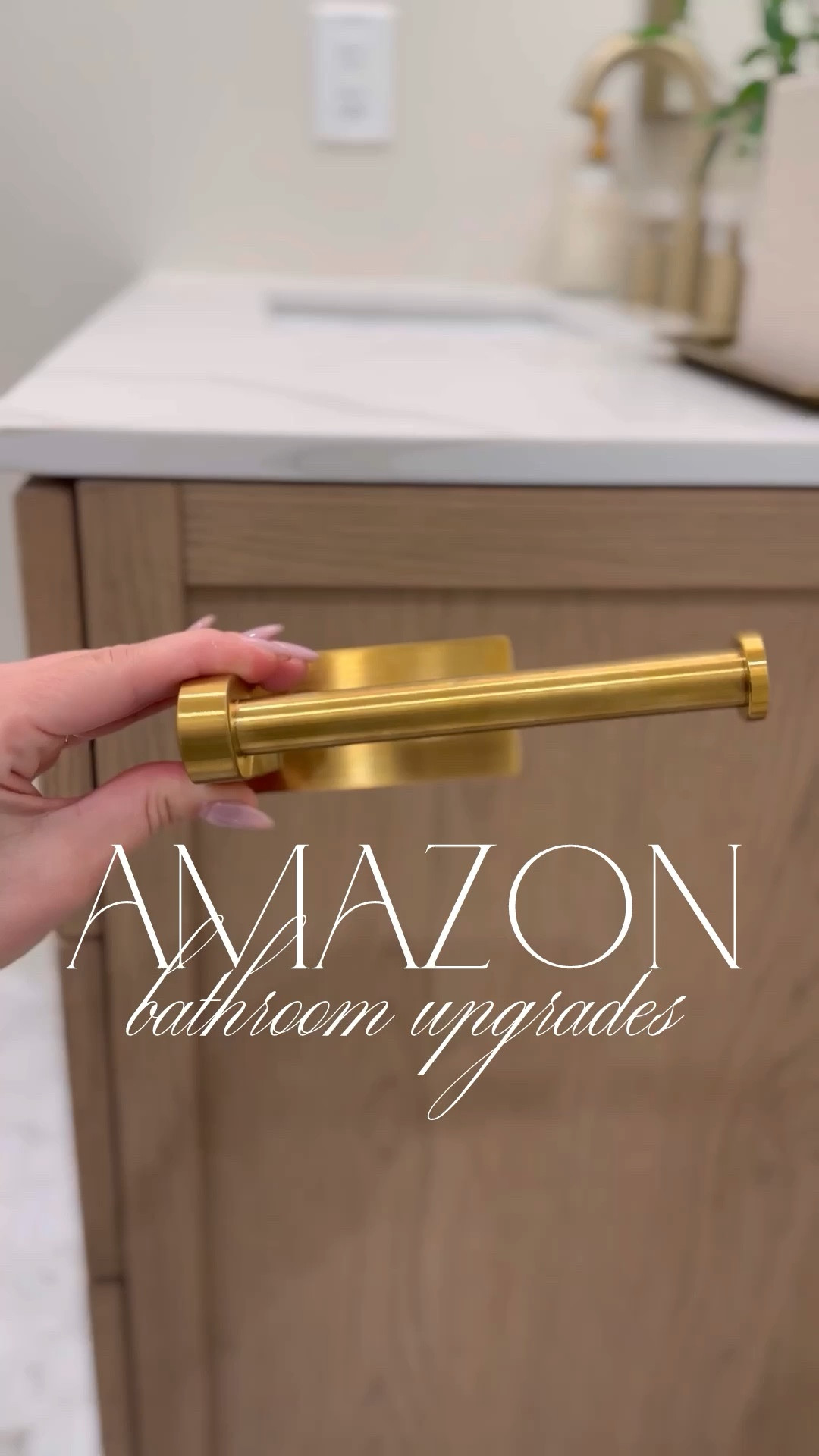 Amazon bathroom upgrades! Including this no drill gold toilet paper holder, suction hooks, rolling makeup vanity chair, designer look for less gold plumbing fixtures, linen tissue box cover, and motion sensor lights!

#LTKSaleAlert #LTKFindsUnder50 #LTKHome