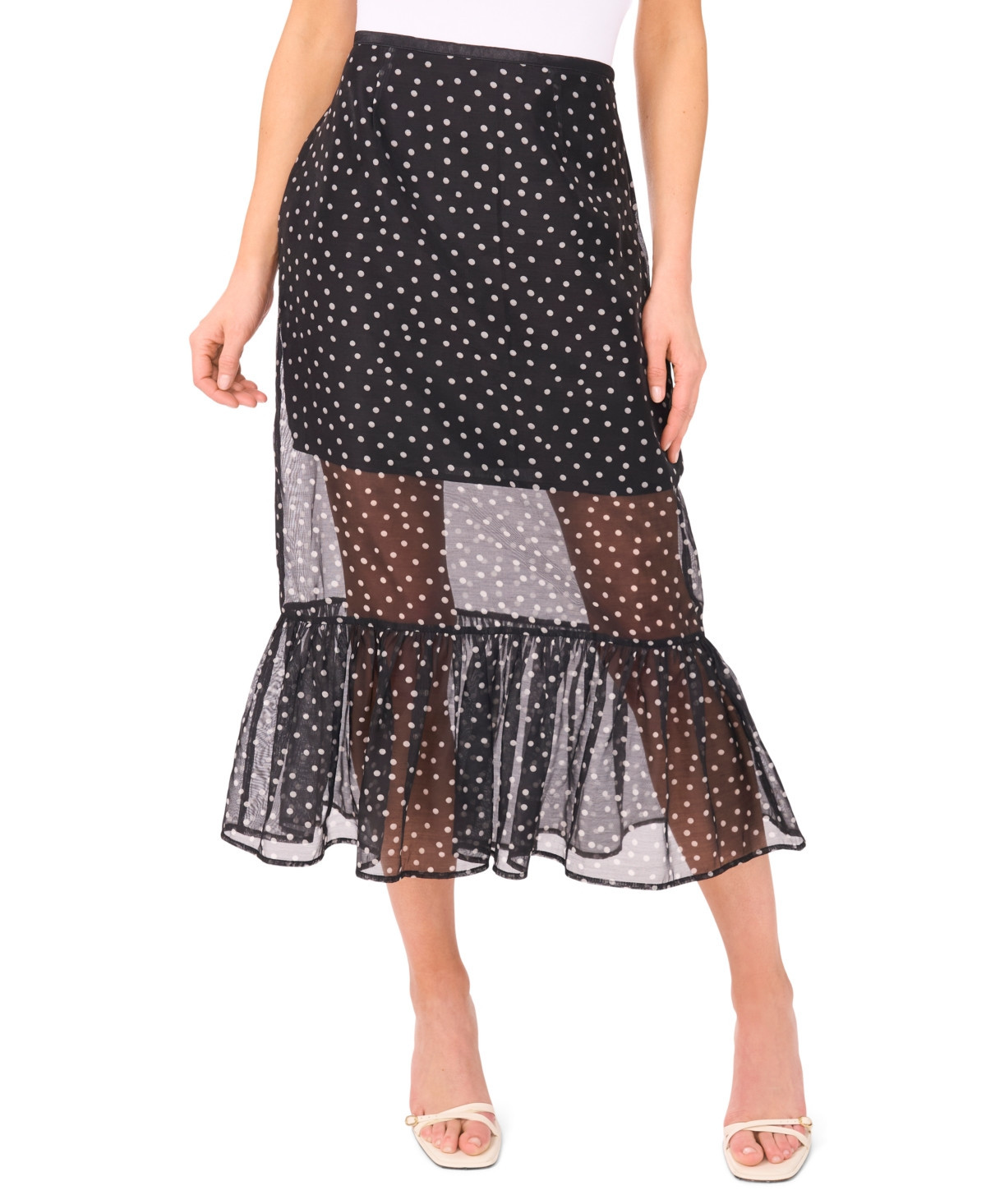 CeCe Women's Ruffle Tier A-Line Midi Skirt - Rich Black | Macy's