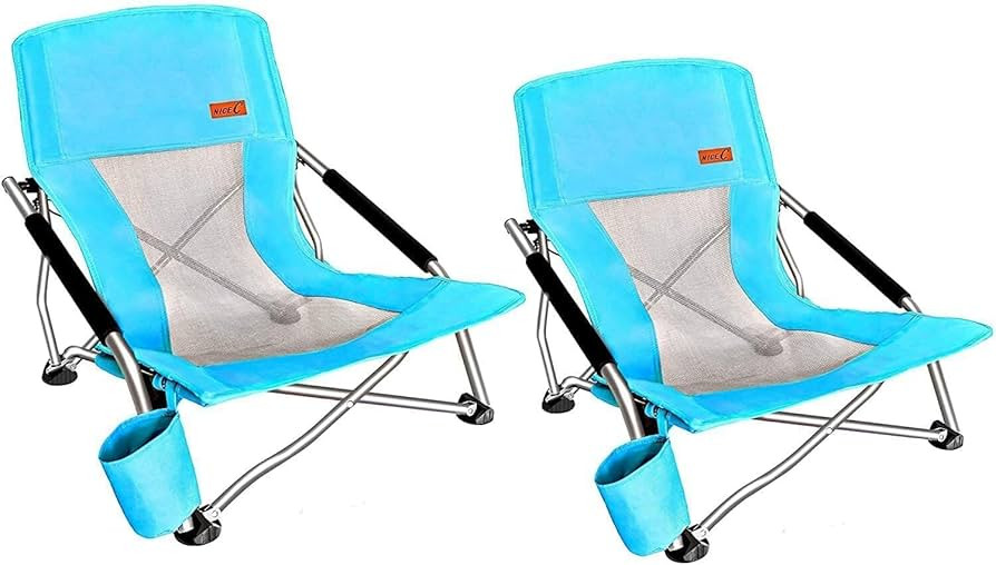 Nice C Low Beach Chair, Beach Chairs for Adults 2 Pack, Sling, Folding, Portable, Concert, Kids, ... | Amazon (US)
