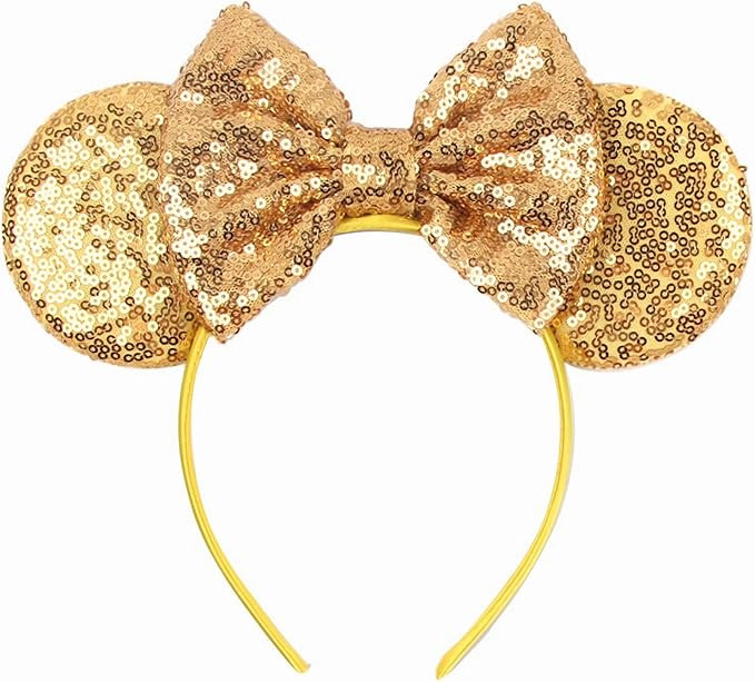 Sequin Mouse Ears Headbands for Women Girls Boys, Glitter Bows Headband for Kids Adults Birthday ... | Amazon (US)