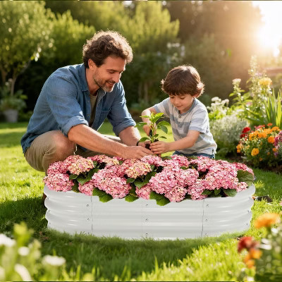 6x3x1ft Galvanized Raised Garden Bed Kit, Oval Raised Beds with Open-Ended Base, Metal Planter Box for Vegetables, Flowers, Herbs & Fruits | Target