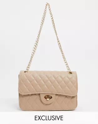 My Accessories London Exclusive quilted chain cross body bag in camel | ASOS (Global)
