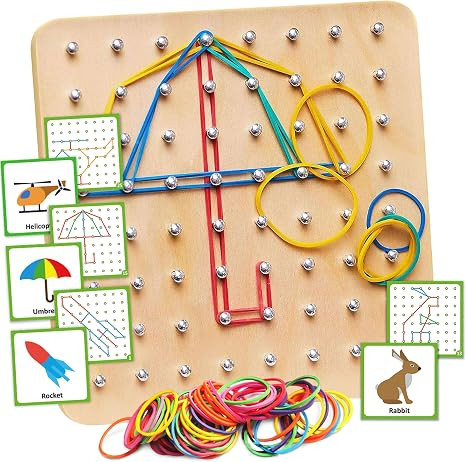Panda Brothers Wooden Geoboard - Montessori Toys for 3 4 5 Year Old Kids and Toddlers, Educationa... | Amazon (US)