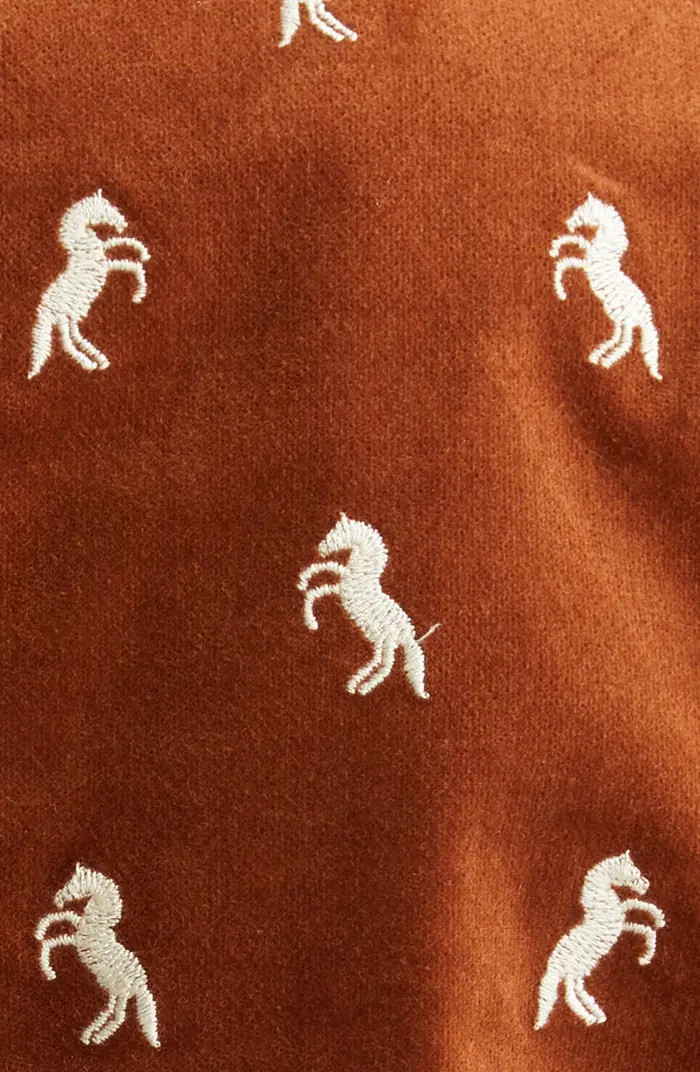 L'AGENCE Chamberlin Embroidered Horse Print Stretch Cotton Velvet Blazer | Nordstrom | Nordstrom