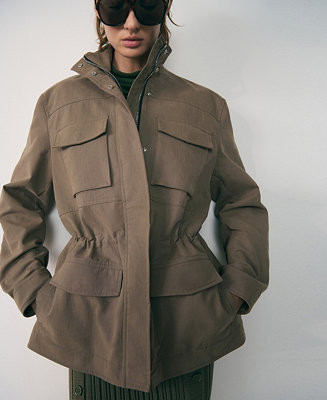 Women's Pockets Detail Turtleneck Parka | Macy's