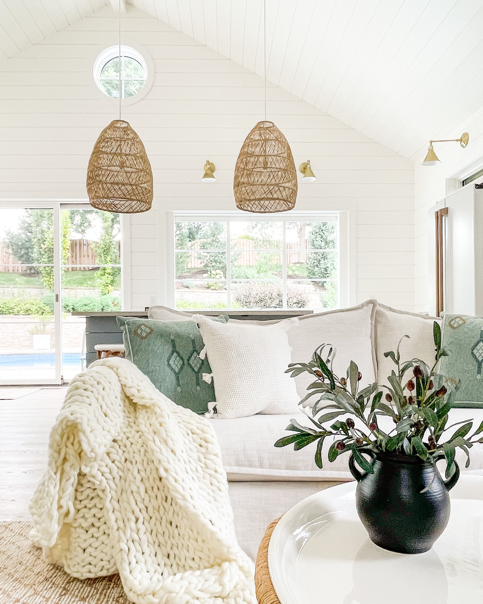 I’m typically all about decorating with blues, but in the fall I love to add in shades of olive green! #walmartpartner Loving these new cozy vibes from @walmart in our pool house - perfect for the true fall temperatures that arrived this week! I also love this little black vase SO much (check the dimensions though - it’s on the small side but works perfectly here or on a bookshelf with just two of the four olive stems). Also linking the chunky knit throw blanket, embroidered throw pillow, and sweater knit pillow along with our star brass sconces and some other affordable fall decor favorites!
.
#ltkhome #ltkseasonal #ltkunder50 #ltkunder100 #ltkstyletip #ltksalealert

#LTKSeasonal #LTKhome #LTKsalealert