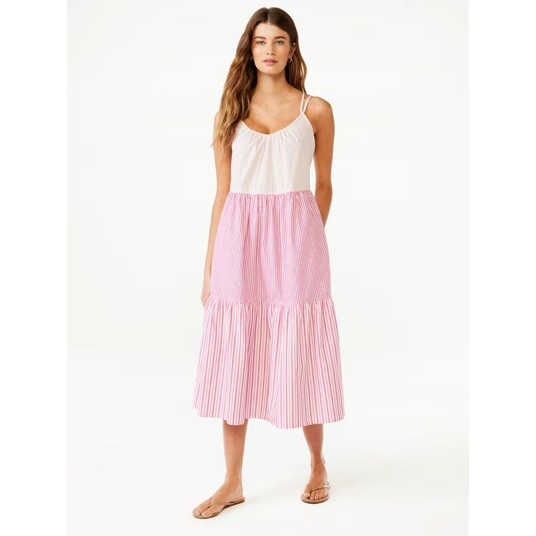 Free Assembly Women's Sleeveless Double Strap  Midi Dress Bump Friendly Summer Dress #LTKbump | Walmart (US)