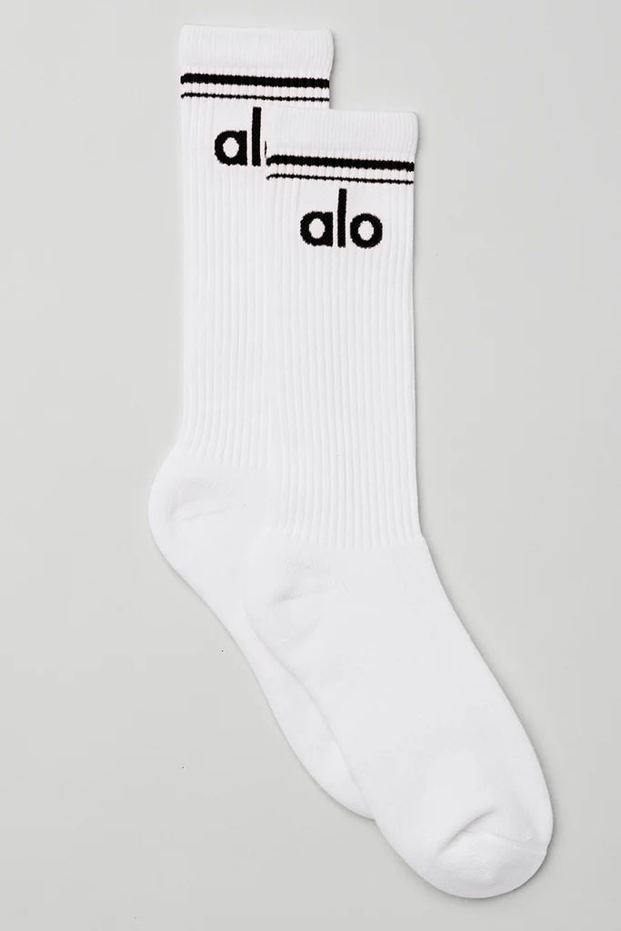 Unisex Throwback Sock - White/Black | Alo Yoga