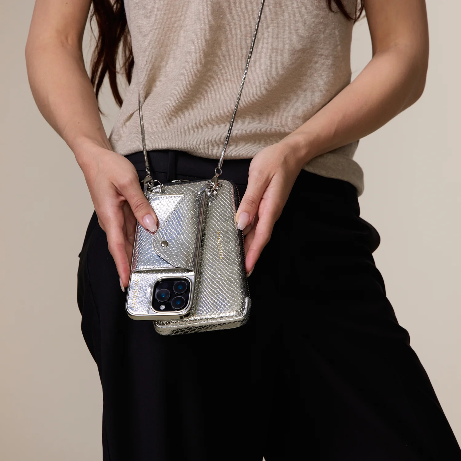 Gia Chrome Pouch Set - Chrome Silver/Silver | Bandolier