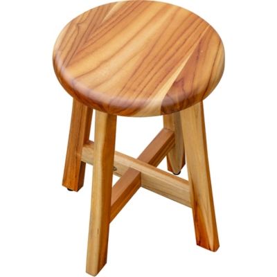 DecoTeak Shoji Teak Wood Shower Stool with Round Seat, Natural | Ashley Homestore