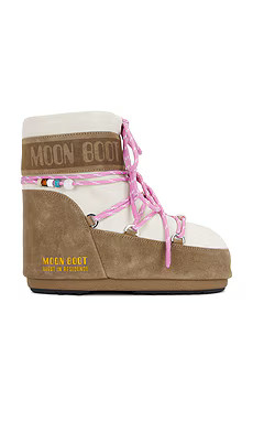 MOON BOOT X Guest in Residence Low Suede Beads Boot in Honey & White Sand from Revolve.com | Revolve Clothing (Global)
