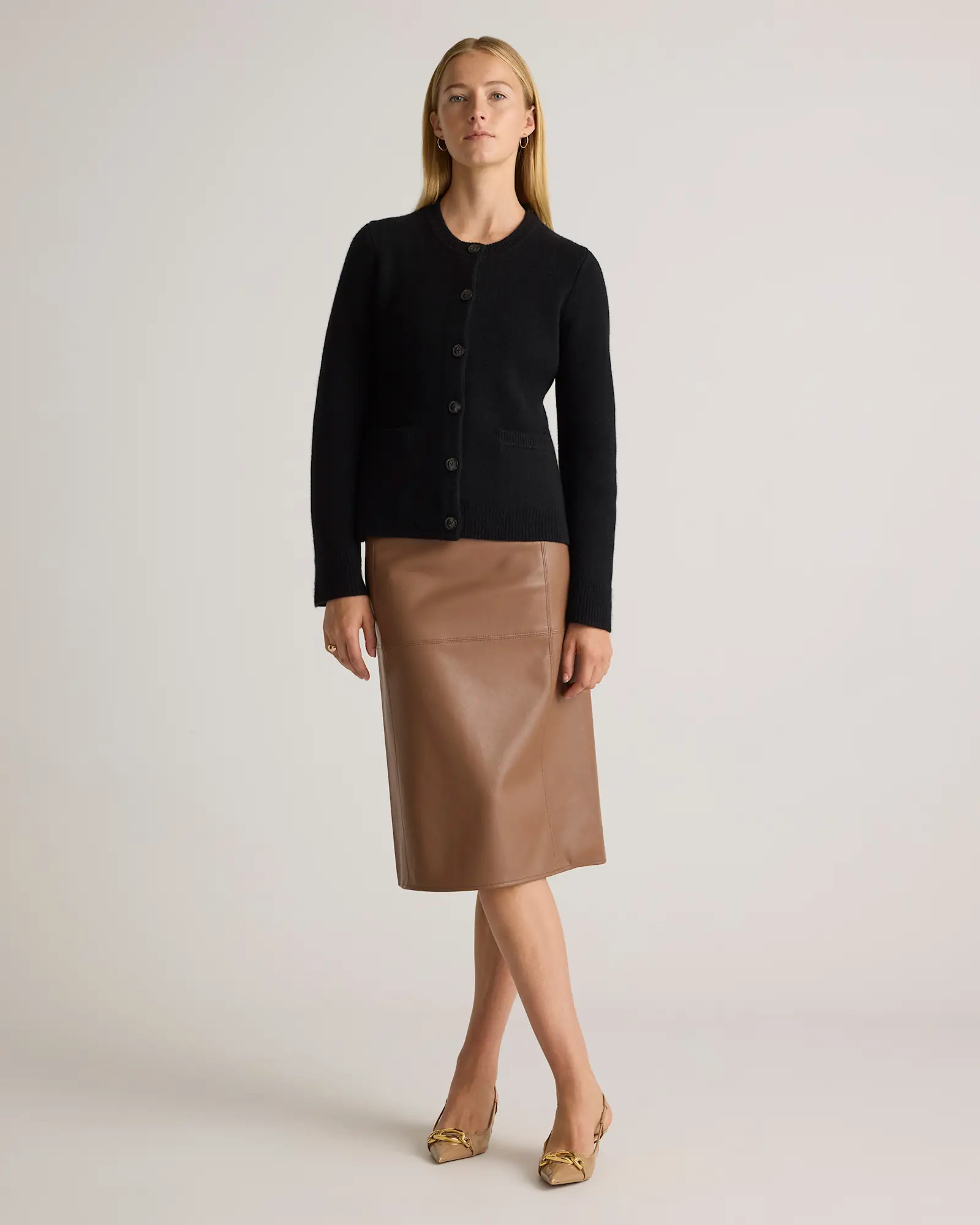 Mongolian Cashmere Structured Cardigan in Black | Quince