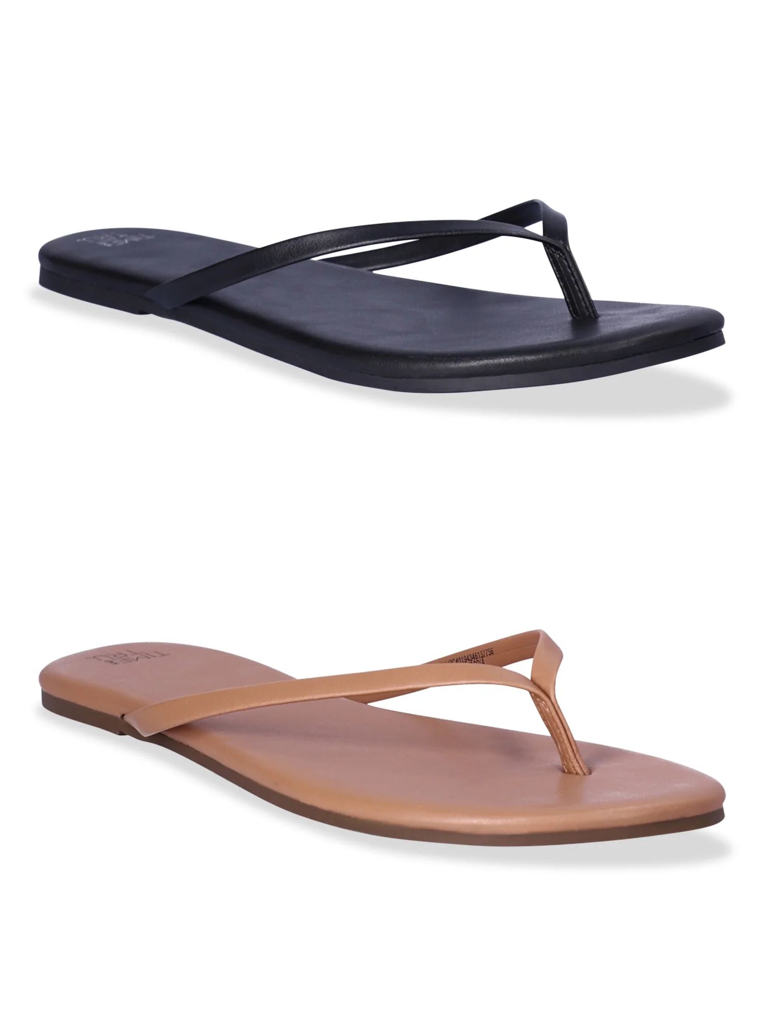 Time and Tru Women's Strappy Sandals, 2-Pack, Wide Width Available - Walmart.com | Walmart (US)