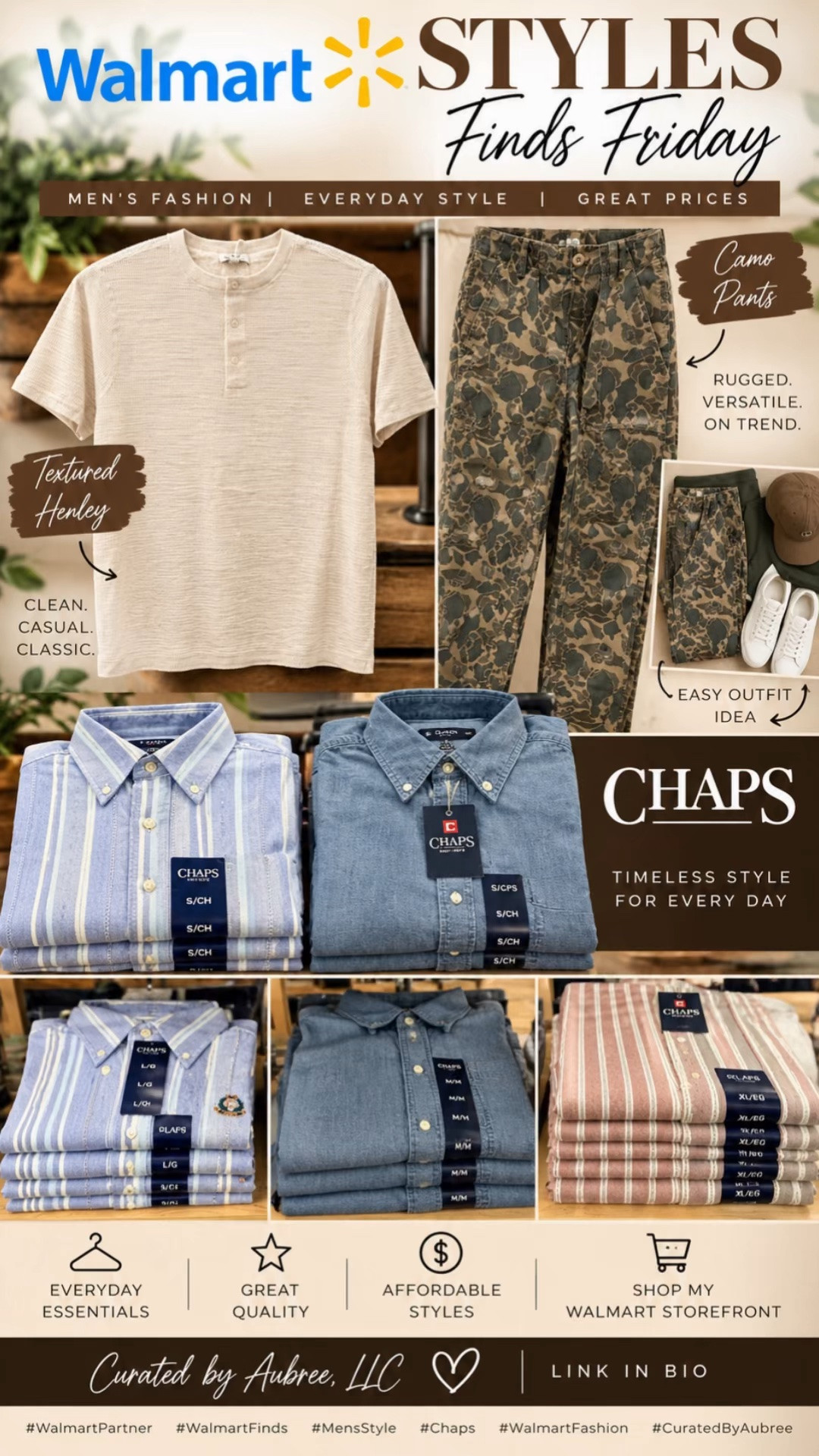 🛒✨ WALMART STYLES FINDS FRIDAY | MEN’S EDITION ✨🛒

The men’s section understood the assignment! 👏🏾 I found some seriously good pieces at Walmart that are perfect for transitioning into fall. 🍂

That Free Assembly textured Henley paired with the camo pants is such an easy, laid-back look! And don’t sleep on the Chaps button-downs—classic stripes, chambray and versatile styles that can easily go from casual to dressed up.

Affordable style without sacrificing the look! 🤎

🛍️ Shop my finds through the link in my bio!

#WalmartPartner #WalmartStyle #MensStyle #WalmartFinds #CuratedByAubree