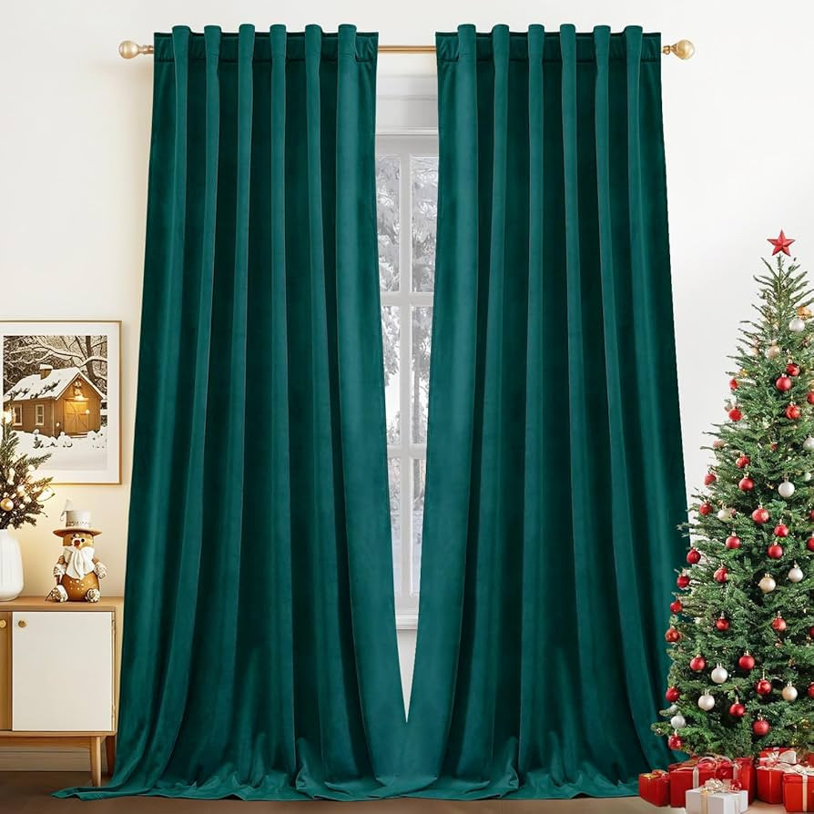 Nemia Peacock Blue Velvet Curtains Thermal Insulated Blackout Curtain for Bedroom Window Living R... | Amazon (US)