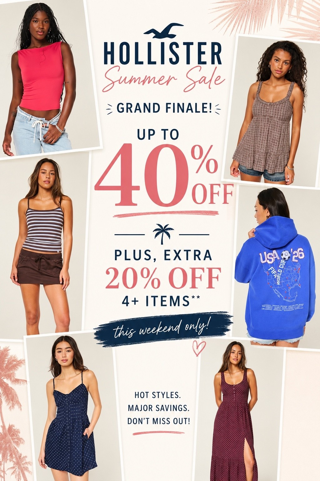 🚨 STOP SCROLLING! 🚨
Hollister's biggest sale of the season is happening NOW! 🌴✨ Up to 40% OFF + an EXTRA 20% OFF when you grab 4+ items! 😍🔥

#LTKOver40 #LTKSaleAlert #LTKmomlife