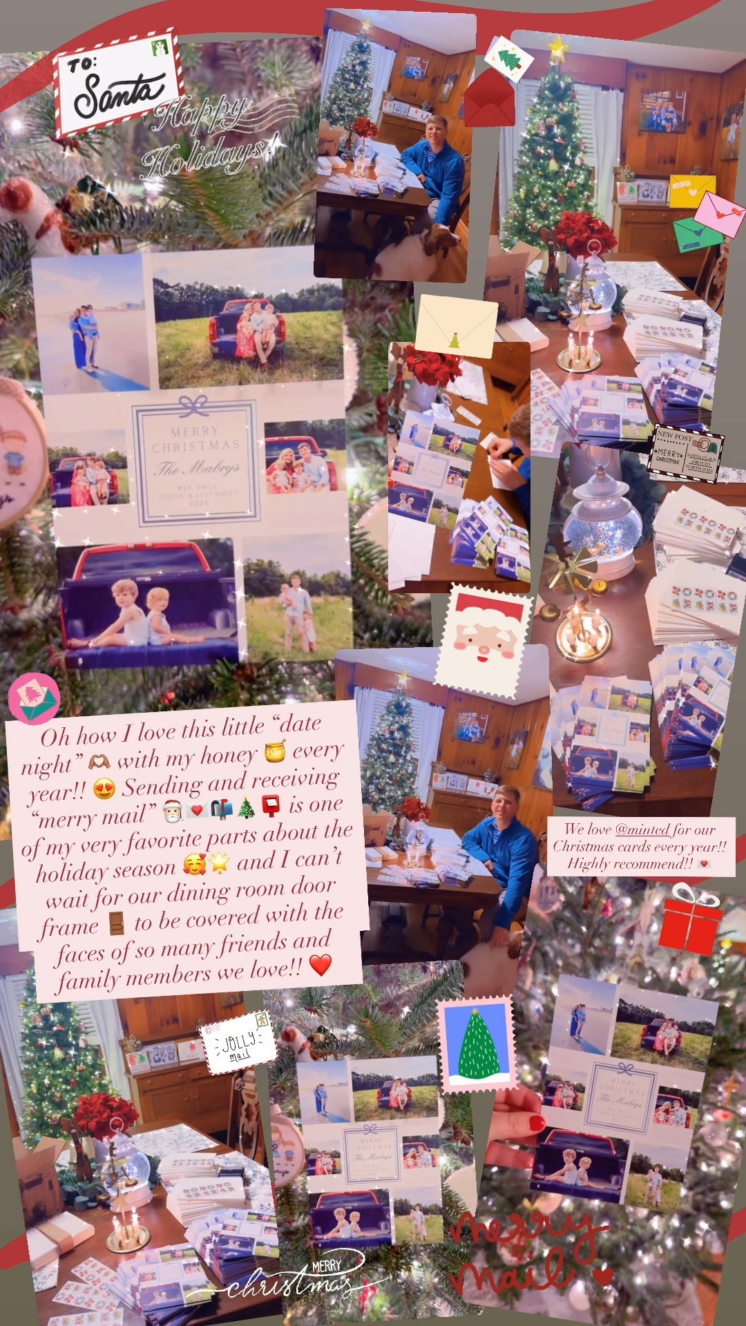 Oh how I love this little “date night” 🫶🏽 with my honey 🍯 every year!! 😍 Sending and receiving “merry mail” 🎅🏻💌📬🎄📮 is one of my very favorite parts about the holiday season 🥰🌟 and I can’t wait for our dining room door frame 🚪 to be covered with the faces of so many friends and family members we love!! ❤️ 

#LTKHoliday #LTKBaby #LTKKids