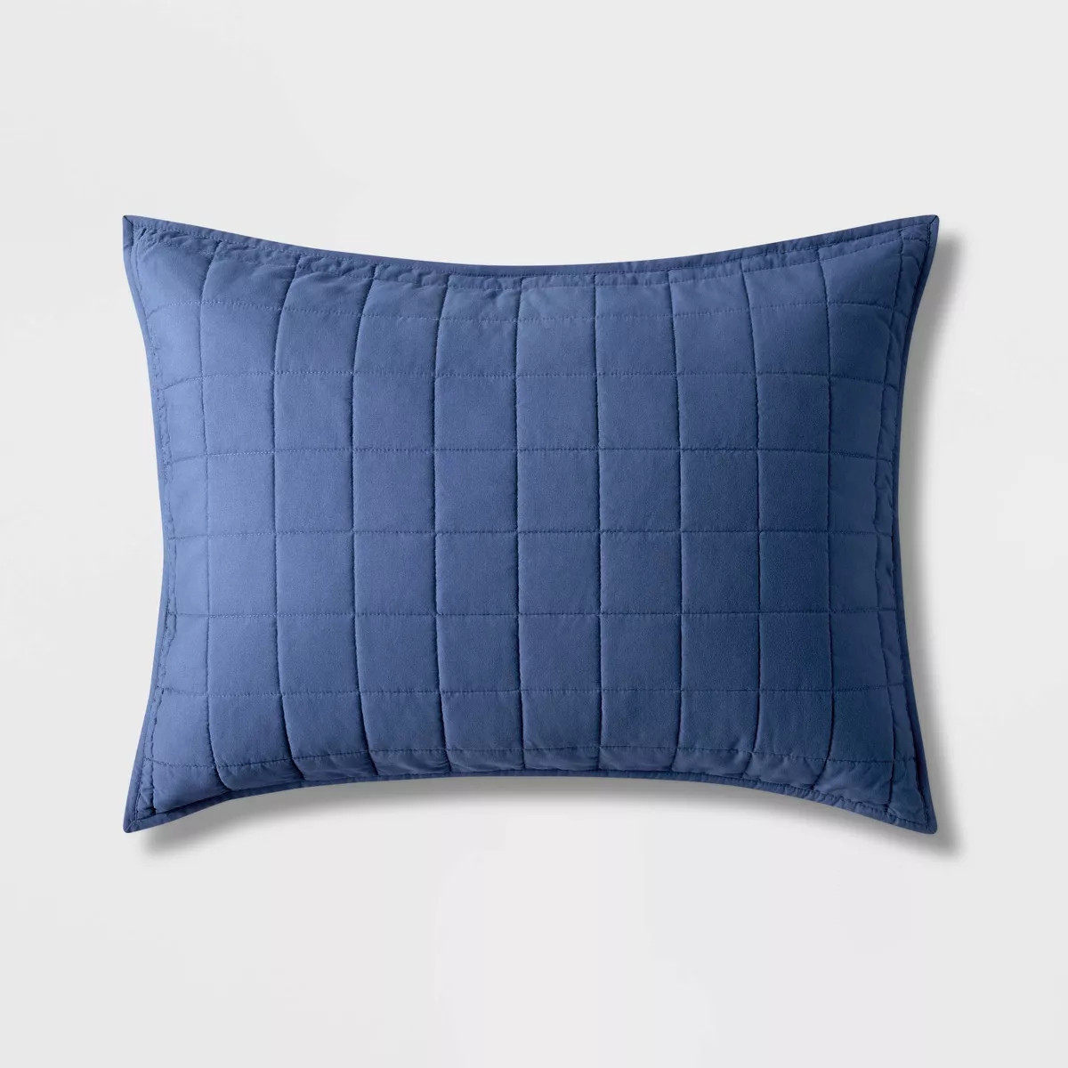 Box Stitch Microfiber Kids' Sham Navy - Pillowfort™ | Target