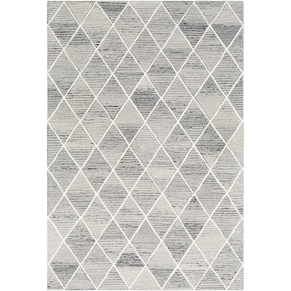 Padstow Handmade Wool Blend Trellis Area Rug - 8' x 10' - Grey | Bed Bath & Beyond