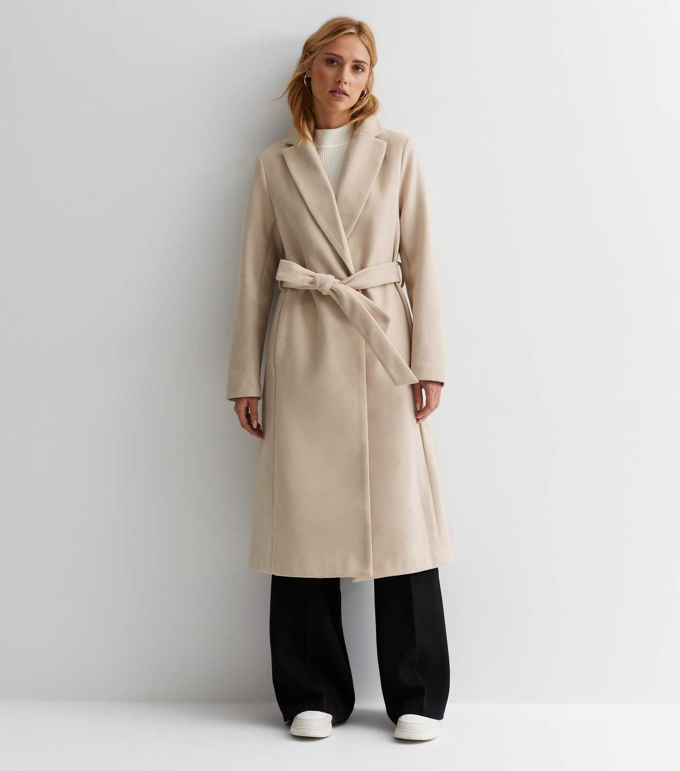 Cream Longline Belted Coat | New Look | New Look (UK)