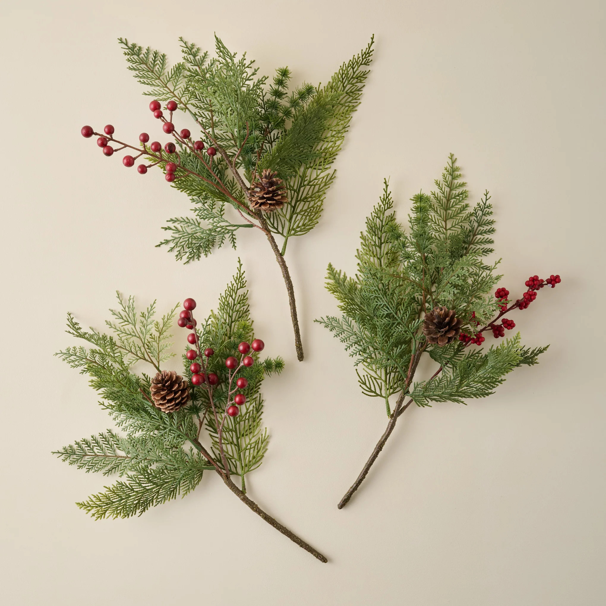 Real Touch Foraged Red Berry Pine Bundle - Set of 3 | Magnolia