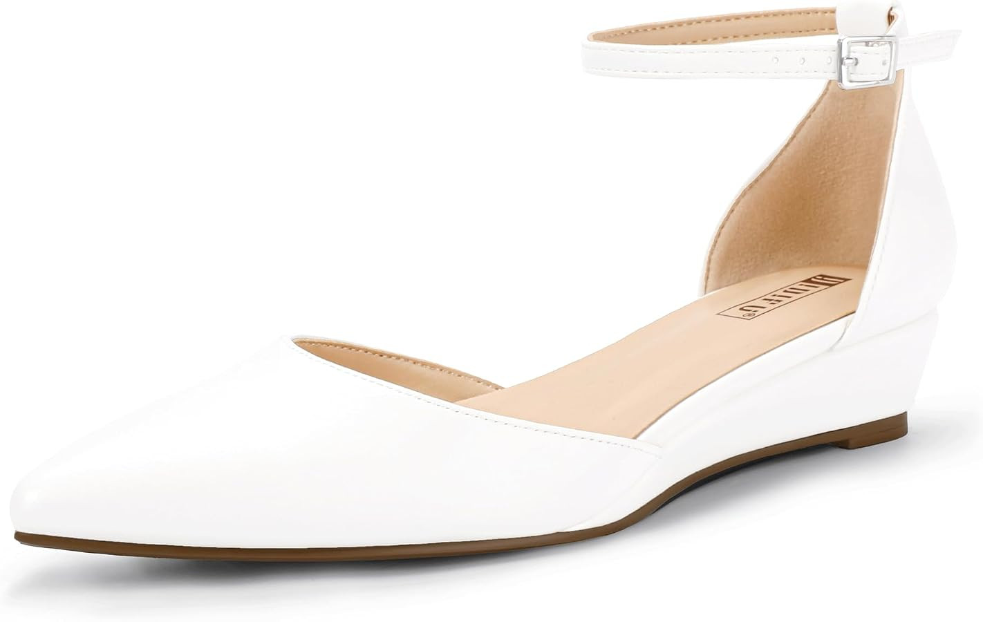 IDIFU Women's Closed Pointed Toe Low Wedge Flats | Amazon (US)