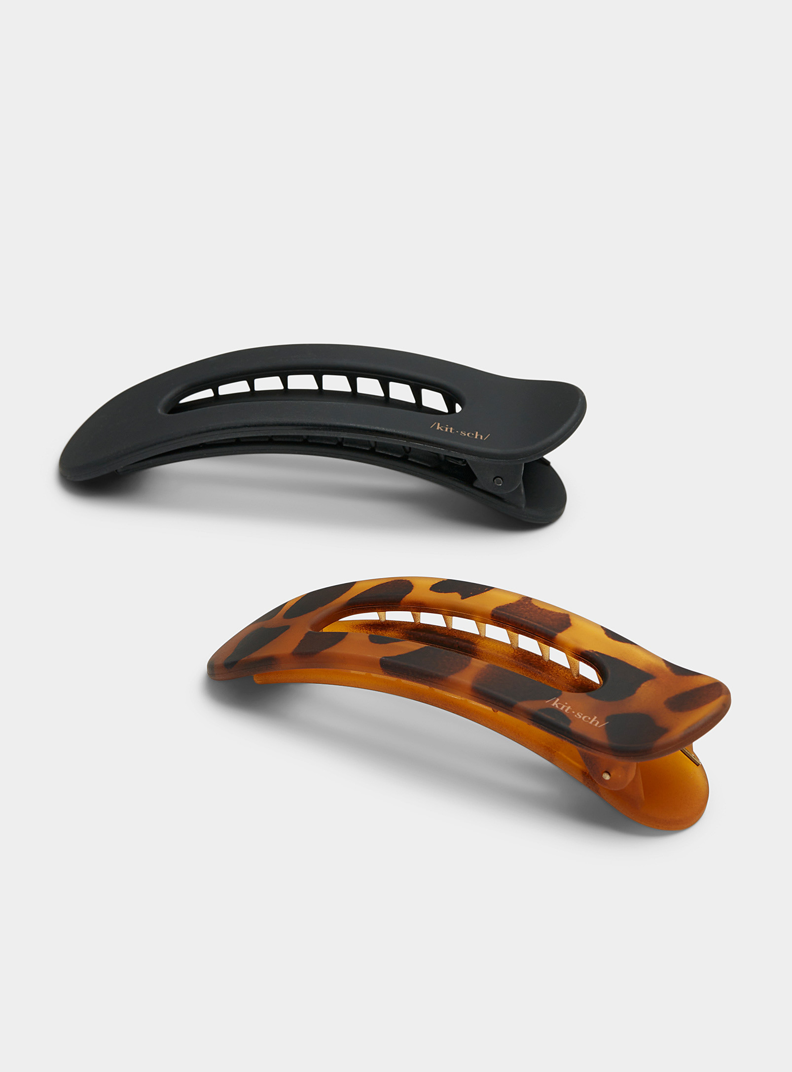 Kitsch - Large recycled-plastic rectangular clips Set of 2 (Women, Black, ONE SIZE) | Simons